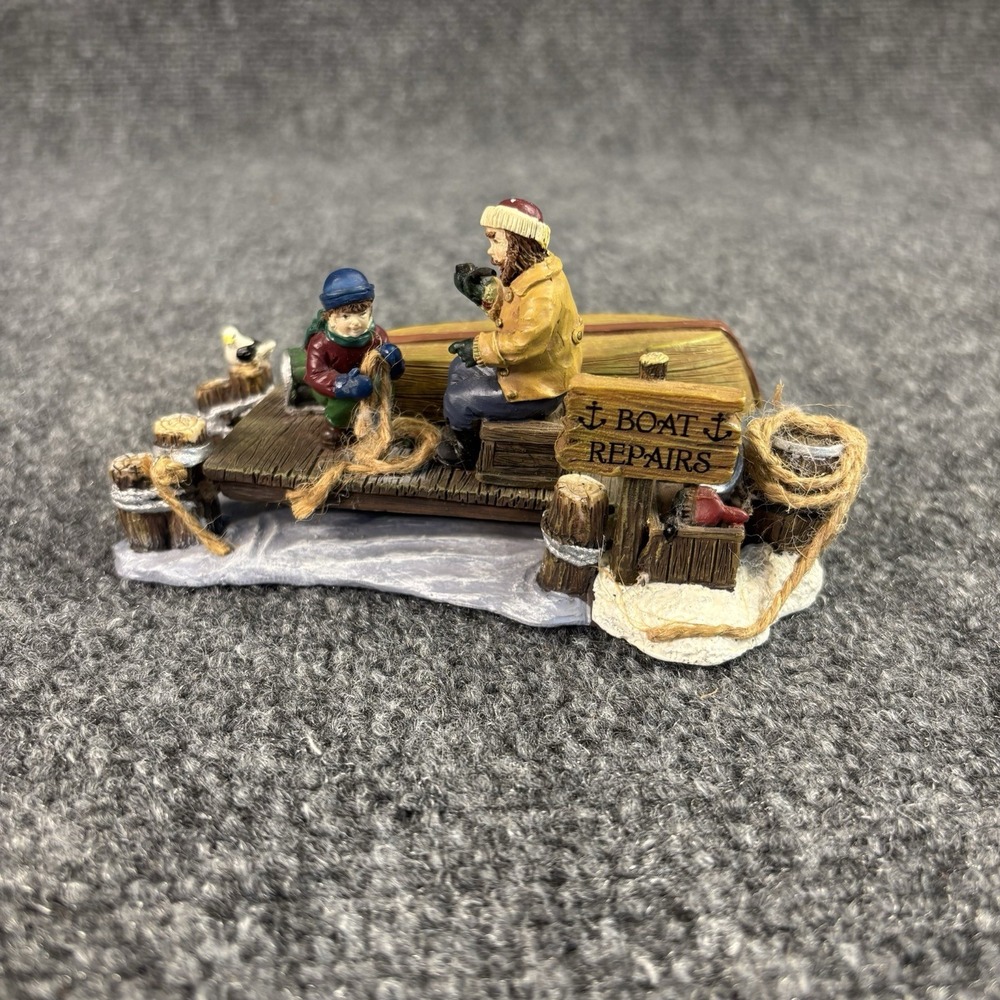 St Nicholas Square Boat Dock Christmas Holiday Village Figurine